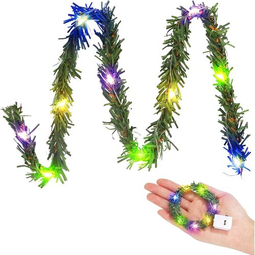 TRAHOO-Guirlande Miniature, Guirlande avec Lumineuse Lutin, Guirlande Lumineuse 40cm LED colorées, Décoration de Noël Miniature, Accessoires Maison de poupées Noël (Couleur -A)