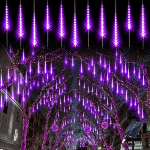 Kal-Lumières Solaires De Pluie De Météores, Guirlandes Lumineuses Ip65 Imperméable Lumières De Noël Avec Tubes De 30 Cm, 8 Tubes, Total 240 Led Pour Noël Mariage Fête Soirée Maison Arbre Sapin Jardin