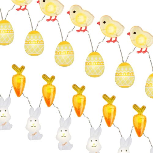 KAL-2Pcs 30 Led Lapin De Pâques Guirlande Lumineuse, Guirlande Lumineuse D'?ufs De Pâques, Guirlande Lumineuse À Piles, Décoration De Pâques Extérieur Intérieur Fête Chambre Jardin