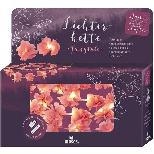 Jgd-. Just One More Chapter Guirlande Lumineuse Fairylights Avec 20 Led Blanc Chaud Et Fleurs Roses En Tissu, Lumière D'ambiance Led Avec Port Usb-C Et Fonctionnement Sur Piles