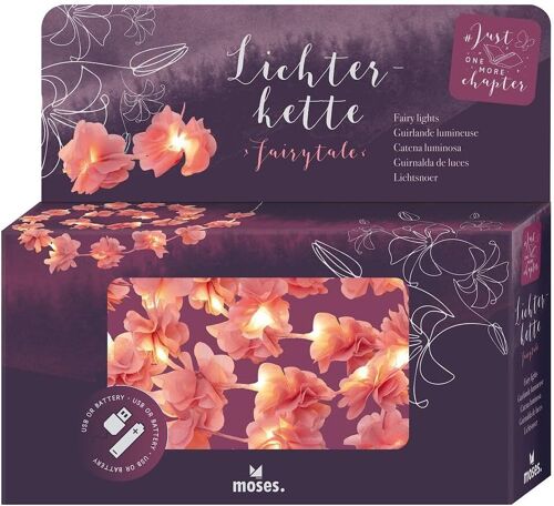Jgd-. Just One More Chapter Guirlande Lumineuse Fairylights Avec 20 Led Blanc Chaud Et Fleurs Roses En Tissu, Lumière D'ambiance Led Avec Port Usb-C Et Fonctionnement Sur Piles