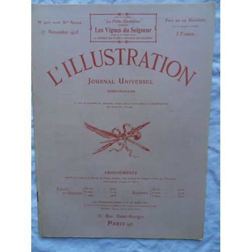 Hebdomadaire L'Illustration N°4211 Du 17 Novembre 1923