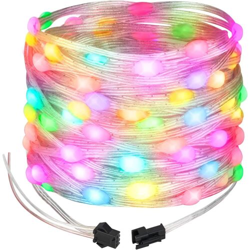KAL-Guirlande Lumineuse Led Pour Sapin De Noël Halloween Rgb + Ic 5M 50Leds Étanche Couleur De Rêve Adressable Pour Décoration De Fête De Mariage 12V (Fil Transparent)