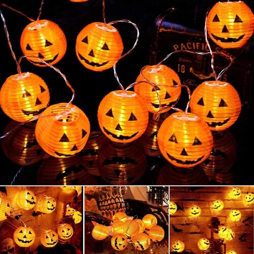 Kal-Guirlandes Lumineuses Citrouilles D'halloween,3m 20 Leds,Citrouille Guirlande Lumières,Citrouille Lumières De Décoration D'halloween,Décoration D'halloween,Pour Deco Diy Fête D'halloween/Noël