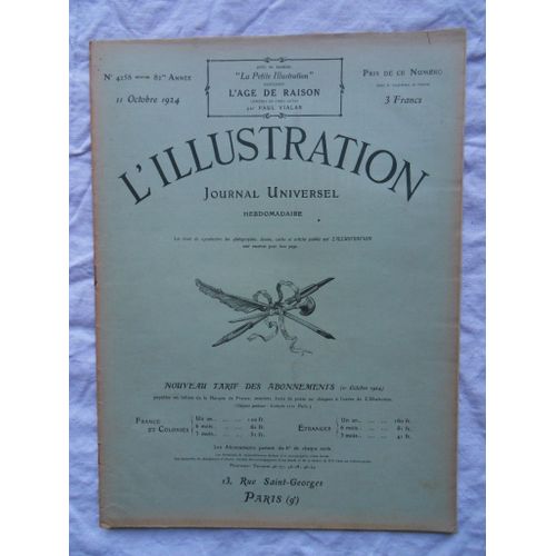Hebdomadaire L'Illustration N°4258 Du 11 Octobre 1924
