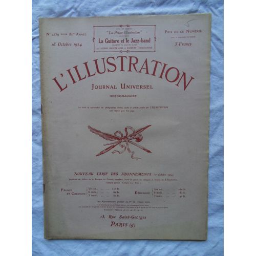 Hebdomadaire L'Illustration N°4259 Du 18 Octobre 1924