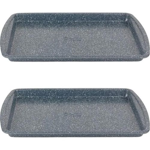 Russell Hobbs Plaques de Cuisson Antiadhesives Nightfall Stone, Set de 2, Acier au Carbone, Resistance jusqu'a 220C, Facile a Netto