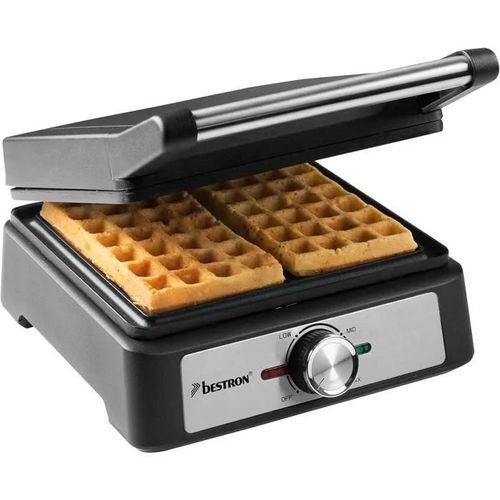 Bestron Gaufrier pour gaufres belges, Gaufrier de Bruxelles pour deux gaufres epaisses, avec revetement antiadhesif poignee Cool T