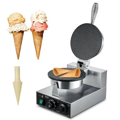 VEVOR Gaufrier a Cornet de Glace Commercial 1230 W, Appareil a Cornet de Glace et Rouleaux d'?ufs, en Acier Inoxydable Antiadhesif,