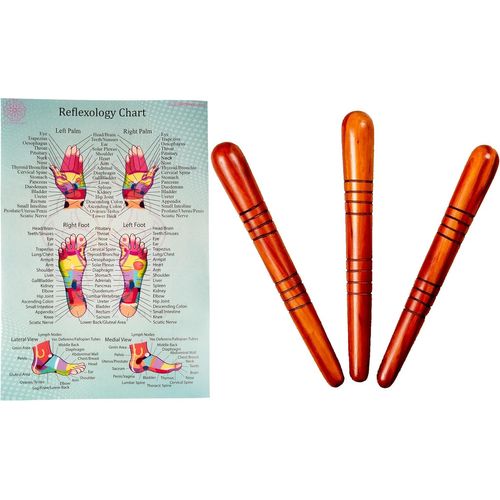 Kal-Ensembles D'outils De Massage Avec Tableau Pour Professionnels, Massage Des Pieds Et Des Mains, Bâton En Bois, Réflexologie (Set B)