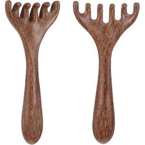 Kal-Lot De 2 Masseurs De Tête Manuels Pour Cuir Chevelu - Gratte-Tête Portable En Bois - Cadeau Pour La Relaxation Et La Réduction Du Stress - Gua Sha - Outil De Massage À Cinq Griffes Pour Père, Mèr