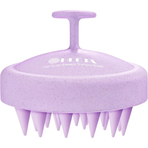 Kal-Masseur De Cuir Chevelu, Masseur De Tête Pour La Croissance Des Cheveux Avec Poils En Silicone Souple Pour Éliminer Les Pellicules Et Réduire Le Démêlage, Matériau En Paille De Blé, Violet