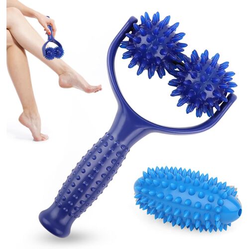 Kal-Rouleau De Massage Avec Poignée, Balles De Massage Rouleau De Massage, Rouleau D'automassage, Rouleau De Massage Interchangeable Avec 3 Balles De Massage Hérisson, Appareil De Massage Fascia Ball
