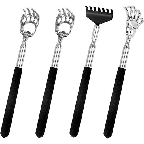 Kal-Gratte-Dos Acier Inoxydable,4 Pcs Gratte-Dos Télescopique En Acier Inoxydable Grattoir Dos Extensible Et Portable Pour Massage Et Soulagement Des Démangeaisons Idée Cadeau Homme