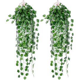 Guirlande de Lierre Artificiel,2 Pièces,Vigne Artificielle,Feuilles Vertes,Plantes Artificielles,Plante à Suspendre,pour Maison,Cuisine,Jardin,Bureau,Mariage,Décoration Murale.[R38]