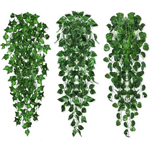 KALANKA-3Pcs Fausse Plante Tombante Artificielle Plante Interieur Plante Suspendue Artificielle Verte Lierre Plantes Tombantes Exterieur pour la Maison Jardin Mur Chambre Décoration (b)