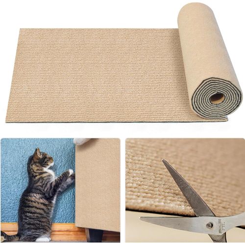 Teppc-Tapis À Gratter Autocollant Pour Chat, 40×200 Cm Diy Climbing Cat Scratcher, Griffoir Chat Canapé, Tapis Griffoir Auto-Adhésif, Pour Protège Les Canapés