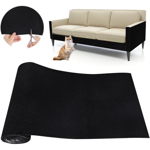 Teppc-Tapis Griffoir Chat Canapé Auto-Adhésif: Protection Anti Griffe Chat Pour Meuble Diy Trimmable Chats Grattoir Pour Protège Canapés Meuble, 40 Cm ×200 Cm (Noir, 40×200cm)
