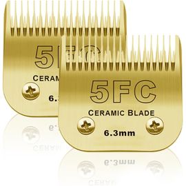 2 Unité 5fc Lame De Rechange Pour Toilettage De Chiens,Compatible Avec Les Séries Heiniger/Max45 /Andis/Oster A5 Tondeuse Pour Chien,Couper Longueur 1/4"" (6,3mm),Or