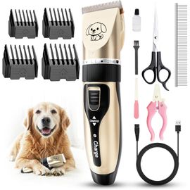 Kit De Toilettage Pour Chien, Rechargeable Sans Fil Et Sans Fil Pour Animaux Domestiques, Kit De Tondeuse Professionnelle Robuste Avec 4 Peignes De Guidage Et Brosse De Nettoyage