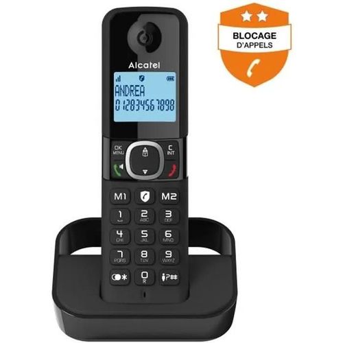 Alcatel F860 Solo - Téléphone sans fil avec ID d'appelant - (conférence) à trois capacité d'appel - noir