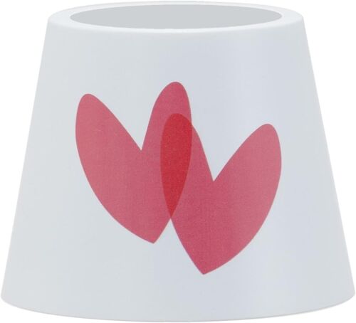 Poldina Cover Special Edition Valentine's Day Metal Cover For Table Lamp, Compatible With Poldina Lamps, Created In Italy, Diameter 11.4 X 9 Cm, Colour White ¿ Red Hearts