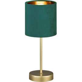 Subzonal-Aura Lampe De Table Élégante Au Design Classique Avec Interrupteur À Cordon, 1 Douille E14, Métal Doré Et Abat-Jour En Velours Turquoise, Hauteur : 34 Cm