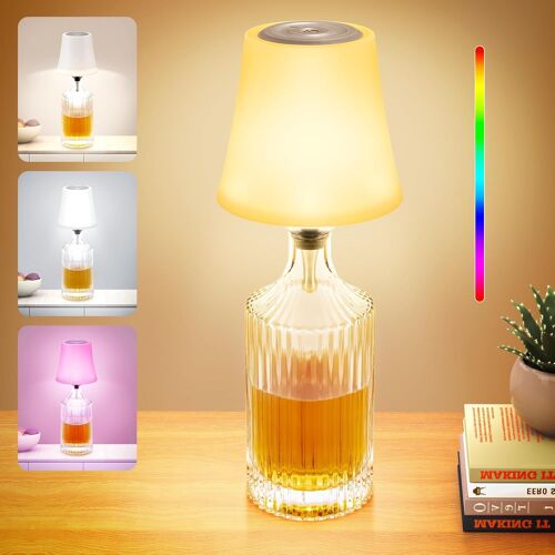 Lampe De Bouteille Sans Fil ¿ 1 Pièce, 3 Couleurs À Intensité Variable En Continu, Lampe De Table Rvb Rechargeable Sans Fil Pour Bouteille De Vin