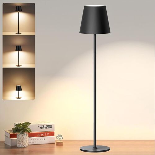 Wireless Lamp Height Adjustable Rechargeable Battery 5400mah Table Lamp With Waterproof Metal Shade, 3 Colors Dimmable For Bedroom, Restaurant,