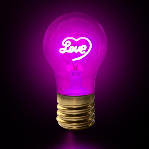 Bulb Shaped Table Lamp, Heart Shaped Bedside Lamp, Rechargeable With Usb-C Cable, Wireless, Portable Accessories And Decoration Light Pink