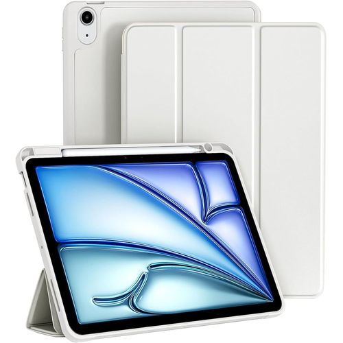 Kal-Coque Pour Ipad Air 11 Pouces M3/M2 (2025/2024), Ipad Air 5e/4e 10,9 Pouces Avec Porte-Stylet, Étui Tablette Avec Dos En Tpu Souple, Soporta Pencil Pro/Usb-C, Gris Stellaire