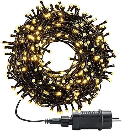 Guirlande Lumineuse Extérieure 10m 100leds Guirlande Lumineuse Sapin Noel Étanche, 8 Modes + Minuterie + Mémoire Pour Décoration De Jardin, Cour, Maison, Noël, Mariage, Blanc Chaud