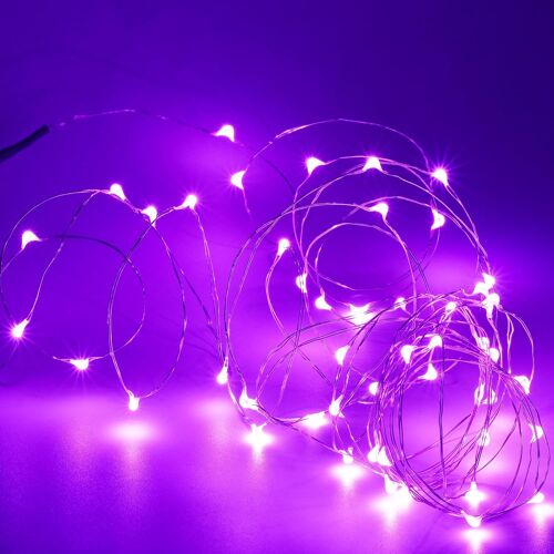 KAL-Guirlande Lumineuse Led Alimentée Par Usb, Fil Argenté, 5 M, 50 Lumières Scintillantes Pour Intérieur, Chambre À Coucher, Jardin, Fête, Mariage, Décoration De Fête De Noël (Rose, 5 M)