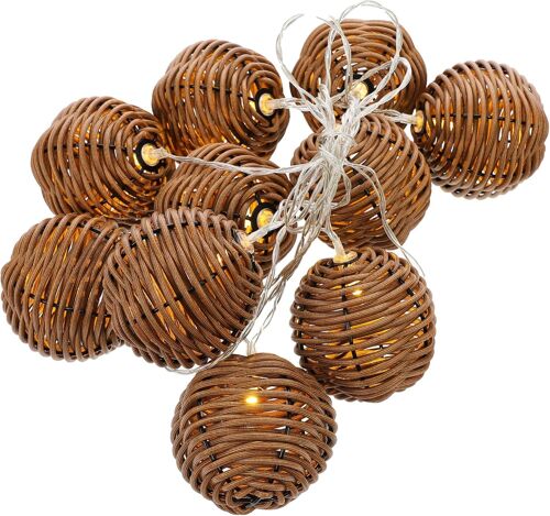 Kal-Guirlande Lumineuse En Rotin 50 Led Chaud Pour Décoration D'intérieur Fête Mariage Jardin
