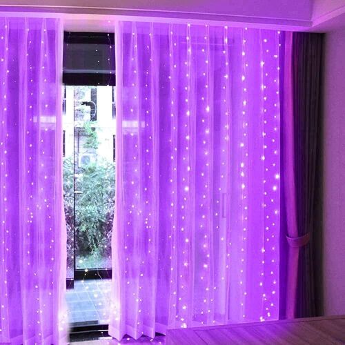 KAL-Guirlande Lumineuse À Led En Cuivre De 3 M X 3 M, Alimentée Par Usb, Avec Télécommande, Pour La Maison, La Chambre, La Terrasse, Les Fêtes, Les Mariages- Violet