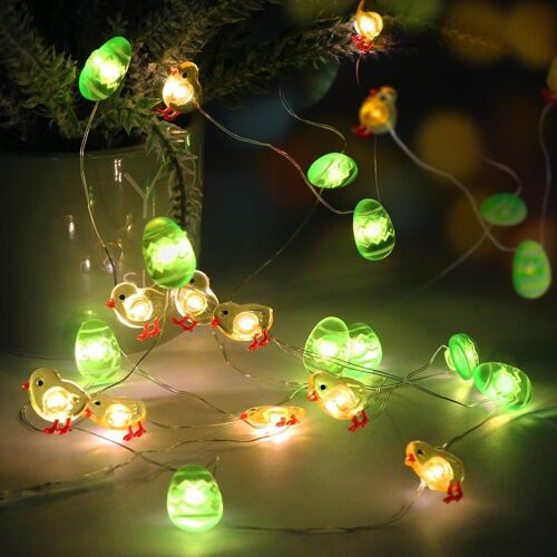 Kal-Guirlande Lumineuse Poussins Et ?Ufs, Guirlande Lumineuse À 21 Leds, Guirlande Lumineuse De Pâques, Lumières De Pâques Led