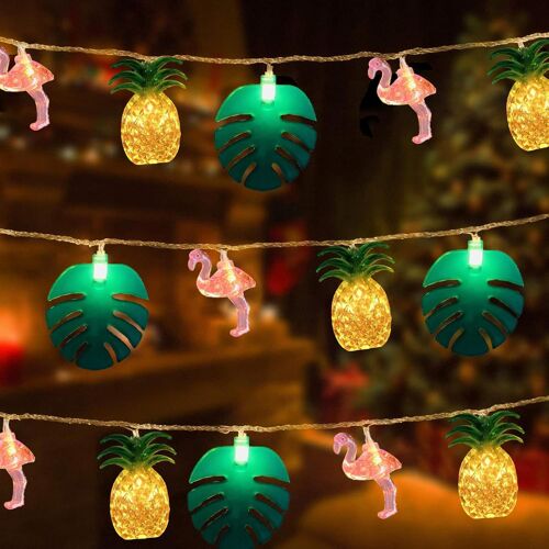 KAL-20 Led 9,8 Pieds Guirlande Lumineuse Flamant Rose, Ananas, Palmier, Alimentée Par Piles Pour La Plage, L'Été, La Plage Tropicale, La Décoration De Fête Hawaïenne