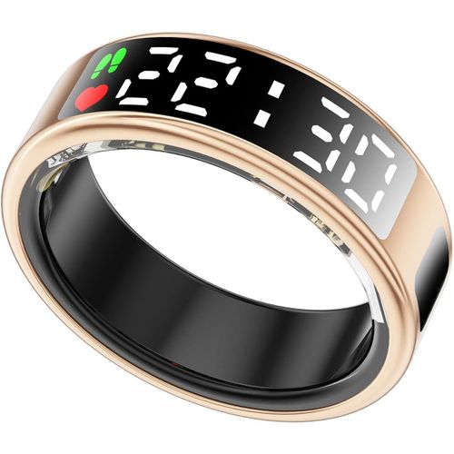 Bague Intelligente Pour Femmes Hommes Avec Écran Led, Bague De Fitness Avec Fréquence Cardiaque/Sommeil/Sport/Classe 5atm Étanche, Tracker De Santé Pour Iphone & Android (Doré, 12)