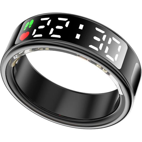Bague Intelligente Pour Femmes Hommes Avec Écran Led, Bague De Fitness Avec Fréquence Cardiaque/Sommeil/Sport/Classe 5atm Étanche, Tracker De Santé Pour Iphone & Android (Doré, 12)