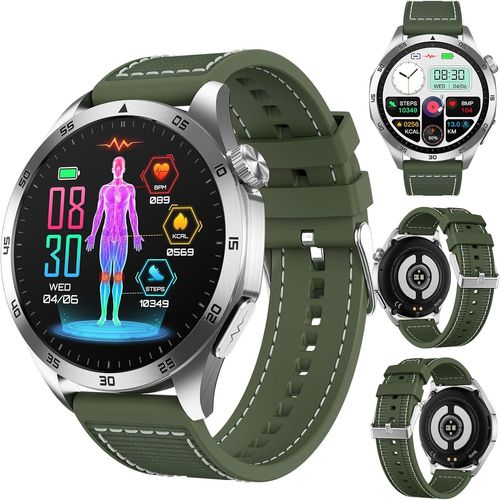 Montre Intelligente ¿¿¿¿é¿¿¿,¿¿¿¿¿¿¿¿¿¿¿¿¿¿,Montre Intelligente Appels Bluetooth,Traqueur De Fitness avec ¿¿¿+¿¿¿ Pression Artérielle (Noir + Silicone Noir)