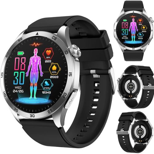 Montre Intelligente ¿¿¿¿é¿¿¿,¿¿¿¿¿¿¿¿¿¿¿¿¿¿,Montre Intelligente Appels Bluetooth,Traqueur De Fitness avec ¿¿¿+¿¿¿ Pression Artérielle (Noir + Silicone Noir)
