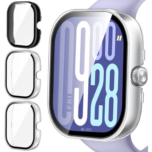 Kalanka-Ivoler 3 Pièces Dur Pc Coque Avec Protection Écran En Verre Trempé Pour Xiaomi Redmi Watch 5 / Redmi Watch 4, Couverture Complète Étui De Protection Anti-Rayures Bumper Housse (2 Transparent