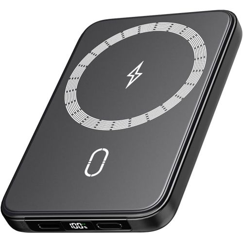 Cmwx-Batterie-Externe-Magnétique-10000mah - Pd 20w Charge Rapide Power Bank Sans Fil Avec Usb-C Entrée & Sortie, Chargeur Induction Compatible Avec Iphone 17/16/15/14/13/12 Toute La Série (Noir)