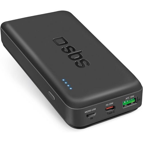 Batterie Externe Powerbank 20.000 Mah, C + 2 Usb A, Noire