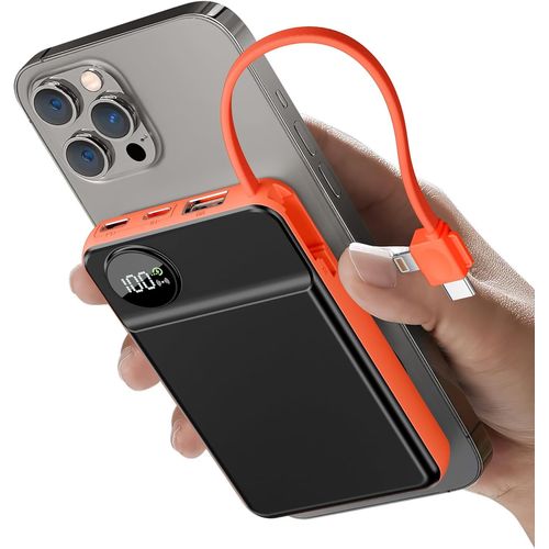 Power Bank Magnetique, 20000mah Pd 20w Usb C Powerbank Charge Rapide Avec Câble Intégrée, Affichage Numérique, 15w Magnetique Chargement Sans Fil Pour Iphone 16/15/14/13/12 Mini/Plus/Pro Max