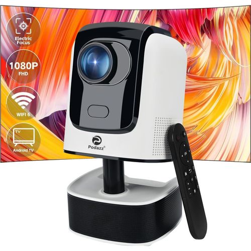 Mini Projecteur, Rétroprojecteur Portable 4K 12000 Lumen 5G WiFi 6 Bluetooth Projecteur Domestique 1080P Full HD Smart Vidéoprojecteur d'extérieur pour iOS/Android/HDMI/USB, E-Focus