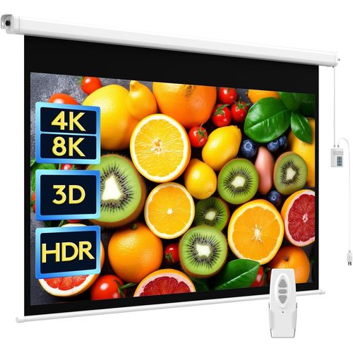 84"" Écran de Projecteur Motorisé, Toile Videoprojecteur Électrique Diagonale Automatique Projection 16: 9 8k Film HD Écran pour Home Theatre Cinema Office Video Game Indoor avec Télécommande