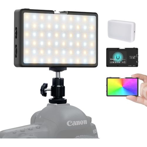 Lumiere Video, PC8 RGB Panneau LED Apparreil Photo Portable 125g avec Batterie Rechargeable pour Photographie Streaming en Direct Enregistrement Youtube, Eclairage-Camera-Panneau-Lampe-Photo
