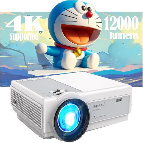 Mini Vidéoprojecteur 12000L Avec Wifi Et Bluetooth,Full Hd 1920X1080P Home Cinéma Vidéoprojecteur Pour Ios,Android,Windows,Mnini Projecteur Compatible Avec Hdmi/Usb/Av/Tv Stick/Ps5