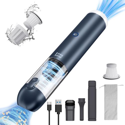 Aspirateur à main 15 000 Pa, 120 W sans fil rechargeable avec souffleur, mini aspirateur à main portable sans fil à 2 vitesses avec lumière LED/SOS pour voiture/maison/animal de